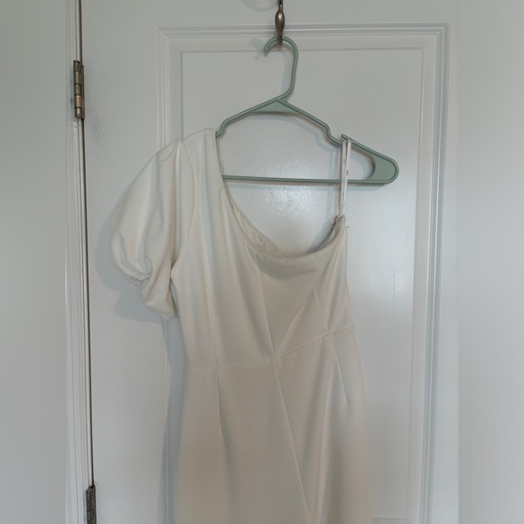 Cheerful Captivation White One-Shoulder Wide-Leg Jumpsuit - Picture 3 of 5